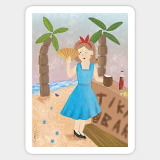 At the beach Tiki bar Sticker